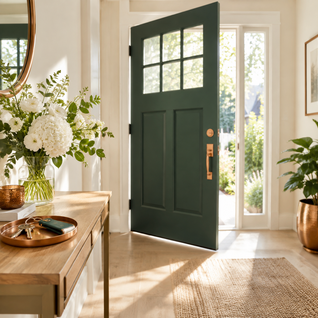 Welcoming entrance hall of a new family home