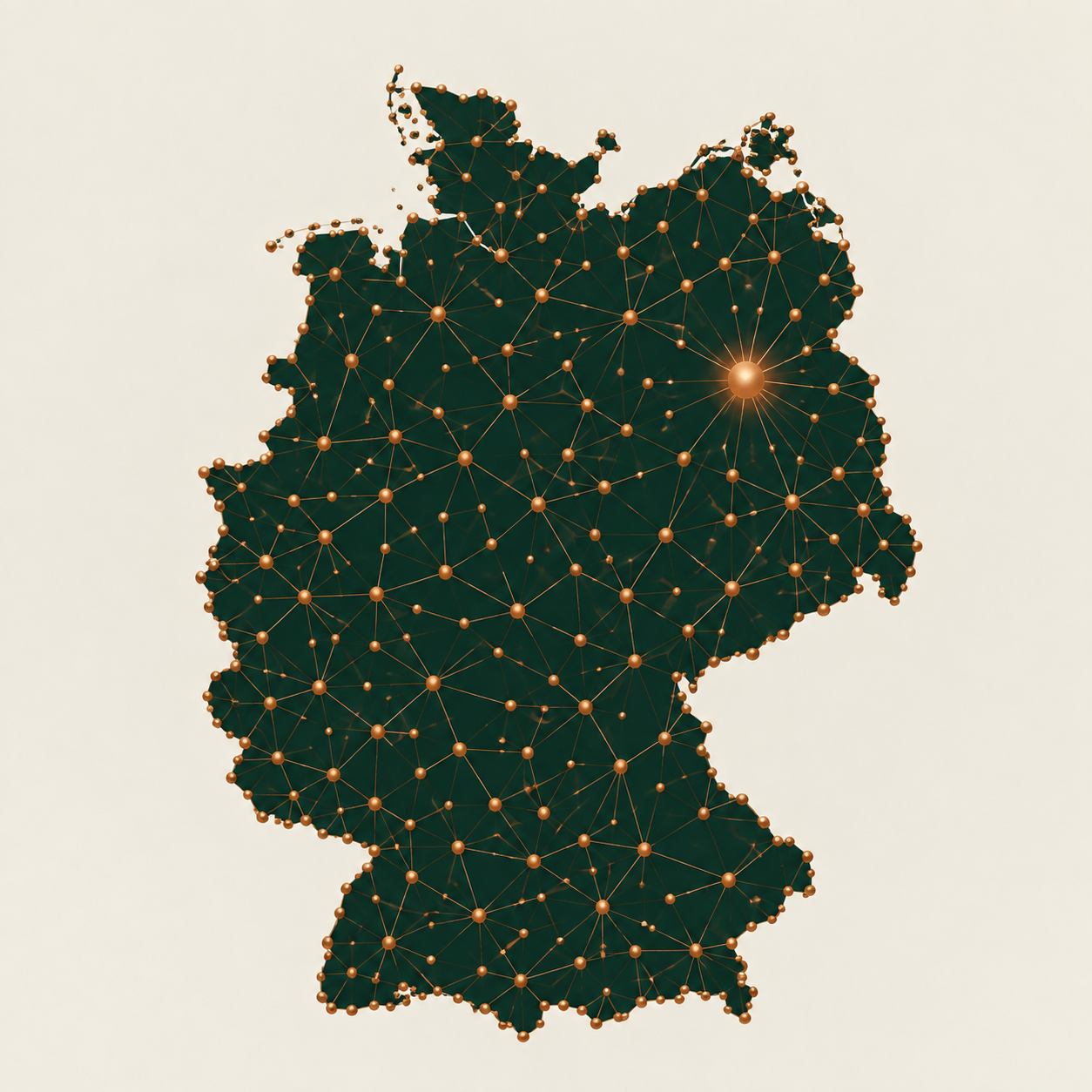 Map of Germany shown as a network of connected points